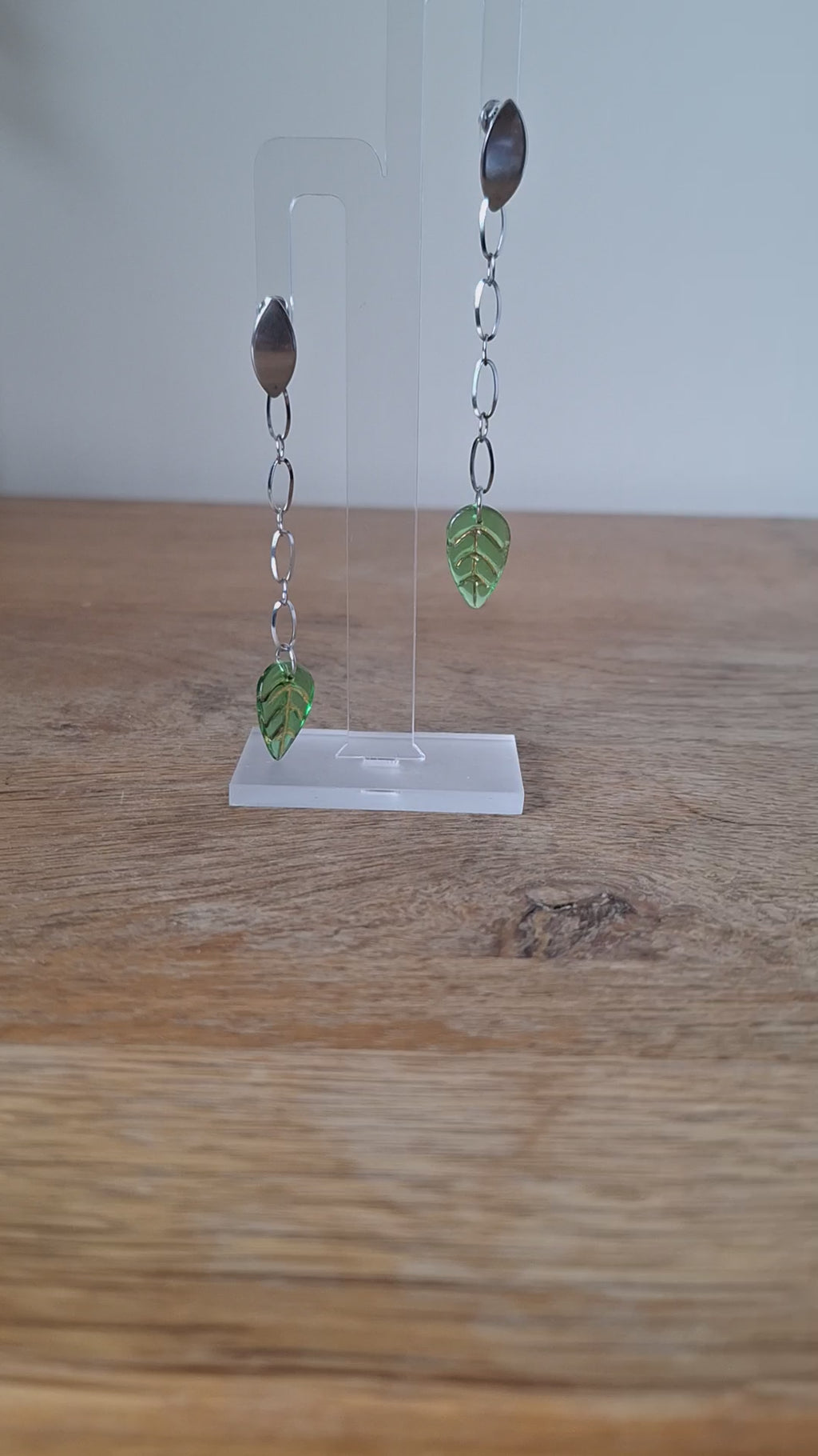 Gaia Green Leaf Earrings
