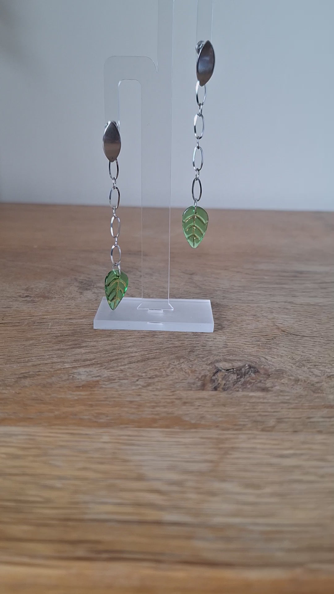 Gaia Green Leaf Earrings