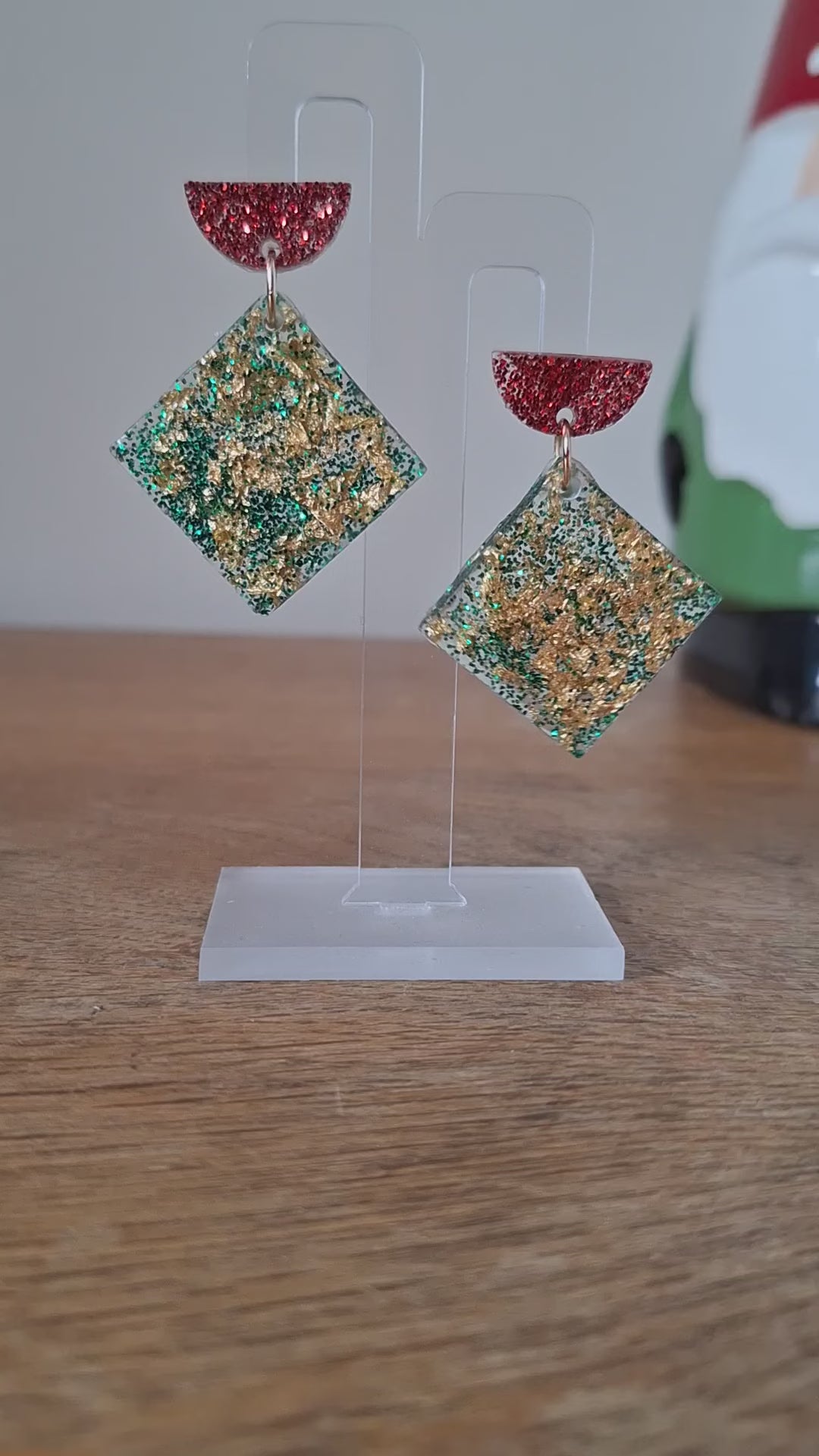 Holly Green & Red Earrings