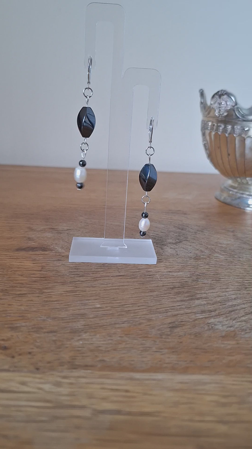 Paige Pearl and Hematite Earrings