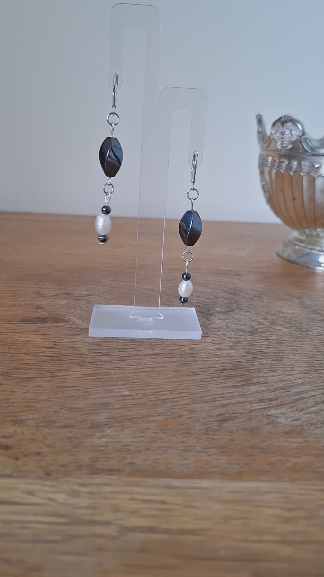 Paige Pearl and Hematite Earrings