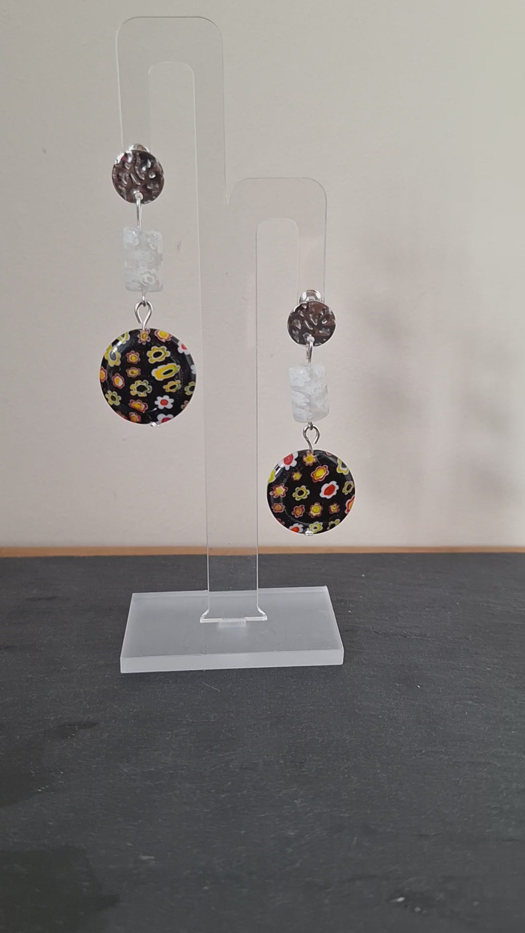 Dahlia Black and White Earrings