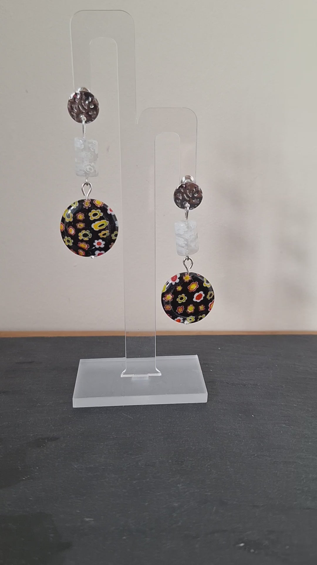 Dahlia Black and White Earrings