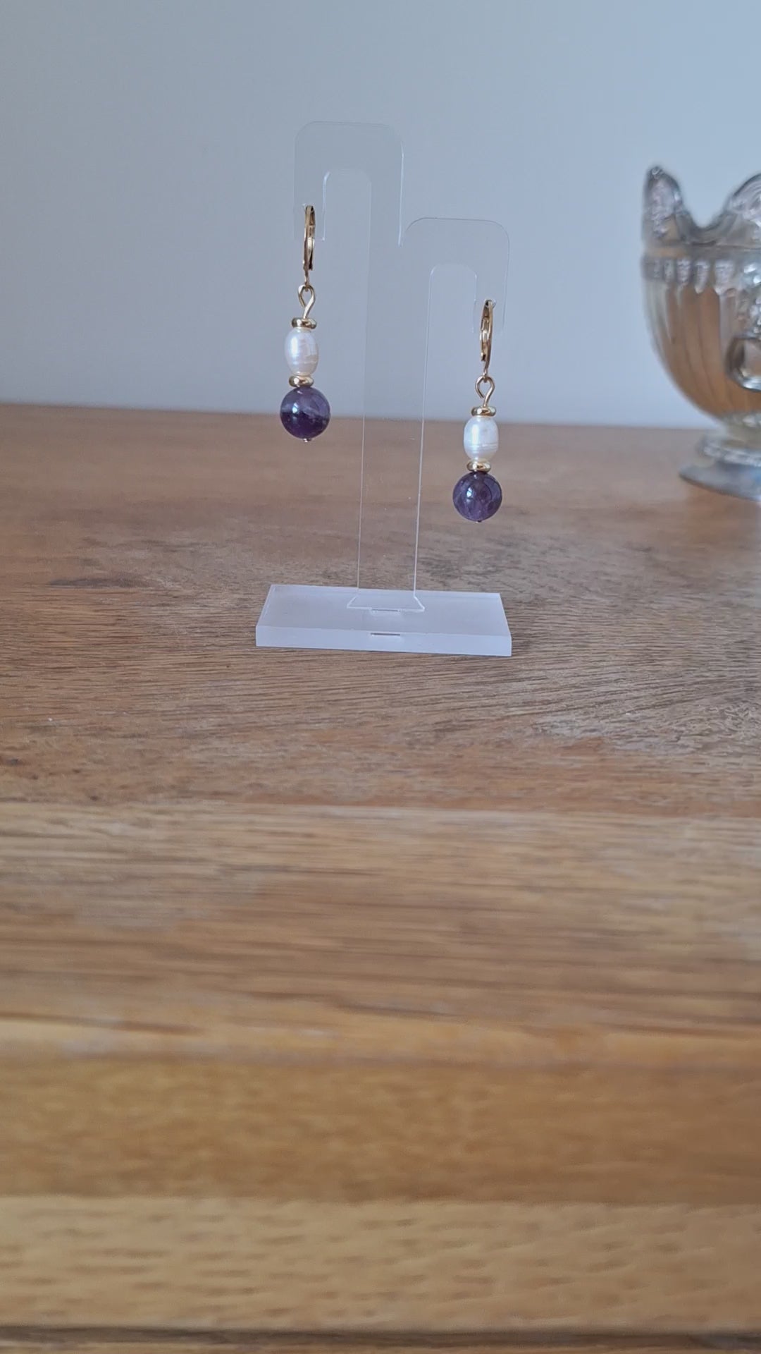 Helena Pearl and Amethyst Huggies