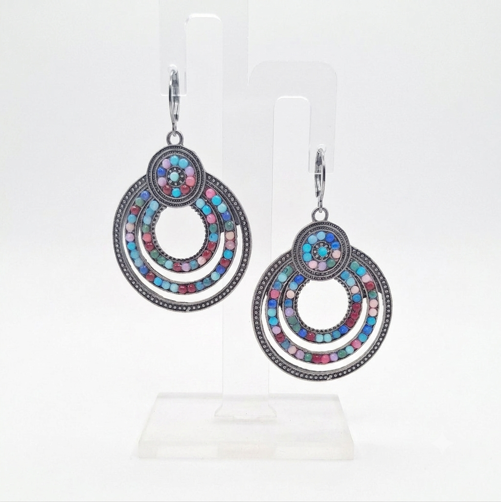 Vintage Beaded Hoop Earrings